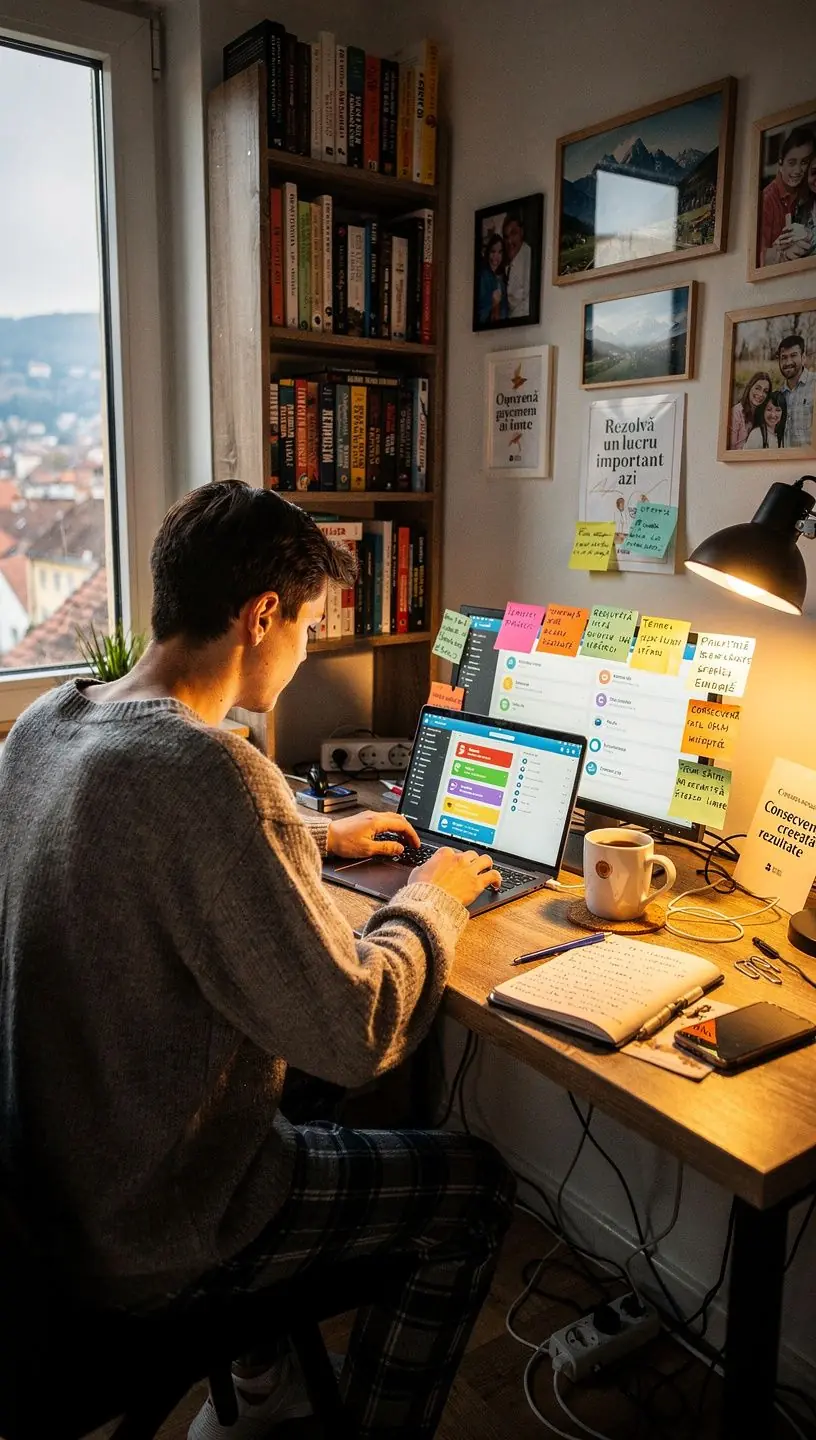 Imagine conceptuală cu ceas și liste de verificare simbolizând controlul asupra fluxului de lucru.